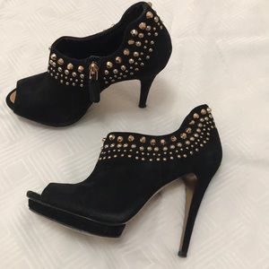 BCBGMaxAzria Black Velvet Peep-toe Pumps